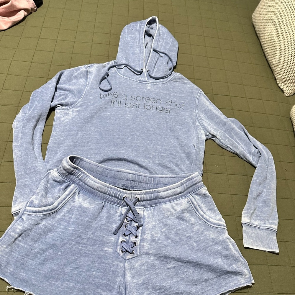 Blue Hoodie and Shorts Set medium